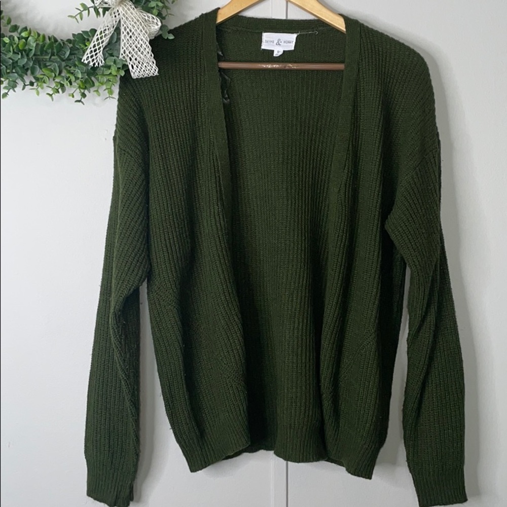 Thyme & Honey Olive Green Cardigan Sweater